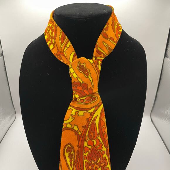 Vintage Handmade 1960's Men's Dress Tie Mod Paisley Design Groovy MCM Hippie - Picture 4 of 10